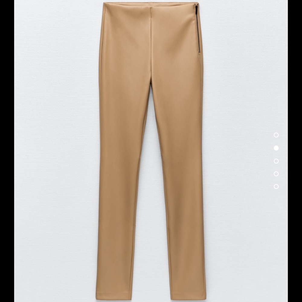 Zara Extra long faux leather leggings size large